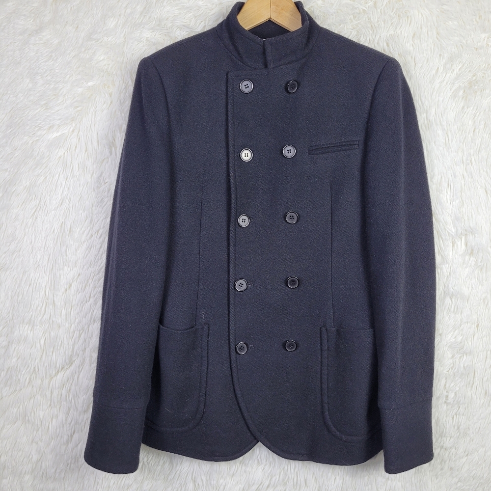 Troy‎ Smith For D Collection Womens S Black Wool Blend Peacoat Double Breasted